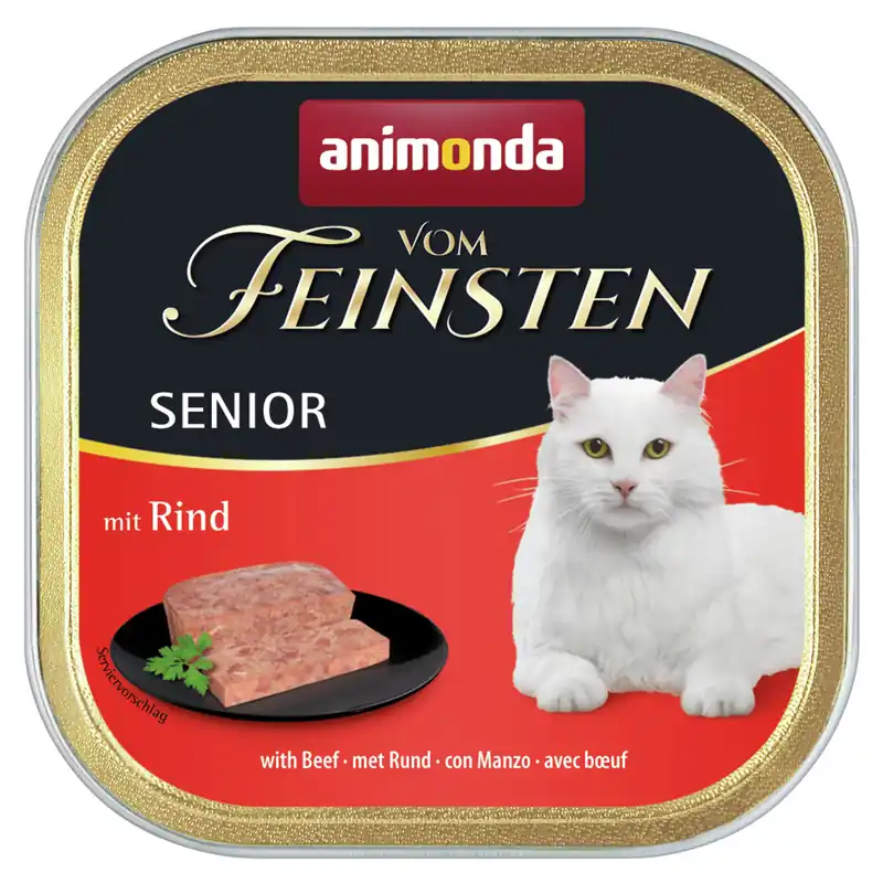 Sparpaket 8 x 100 g Animonda Vom Feinsten Senior mit Rind Katzen Nassfutter Sichere Zahlung